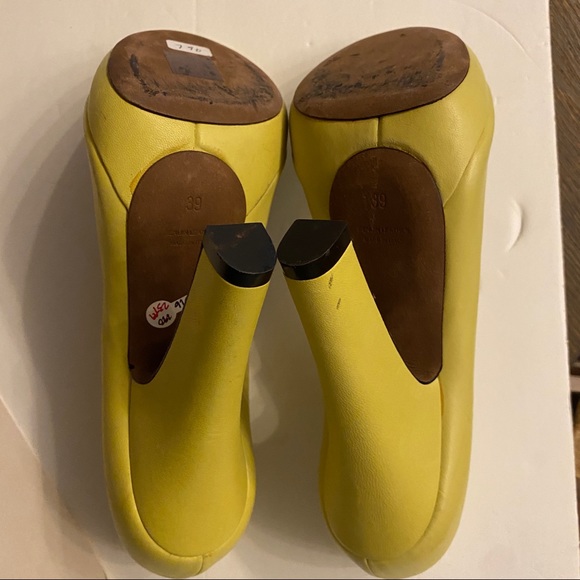 Nina Ricci designer chartreuse leather platform open toe heels made in Italy 39 - Picture 8 of 16